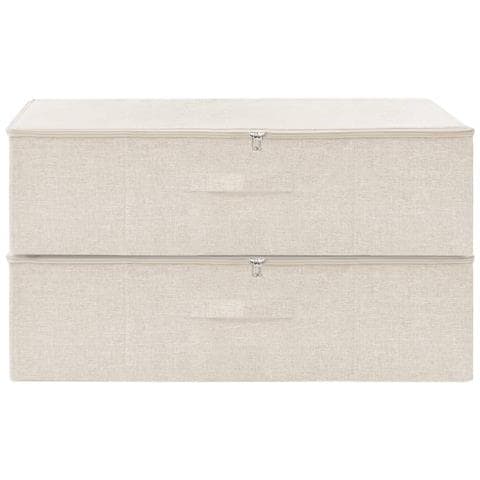 Scatole Portaoggetti 2pz in Tessuto 70x40x18 cm Crema - Foto 2