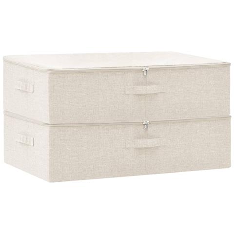 Scatole Portaoggetti 2pz in Tessuto 70x40x18 cm Crema - Foto 1