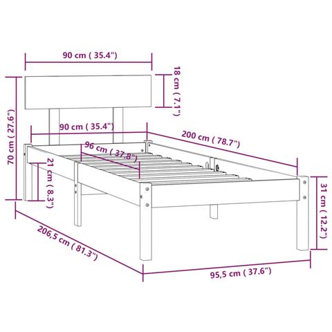 Giroletto In Legno Massello Di Pino 90x200 Cm - Foto 2