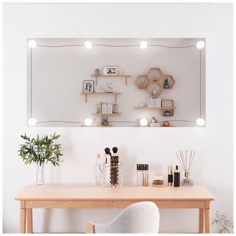 Specchio Da Parete Con Luci Led 50x100 Cm Vetro Rettangolare - Foto 6