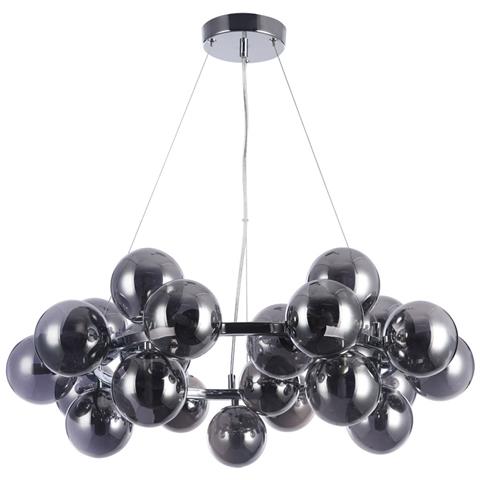Lampadario Contemporaneo Dallas Metallo Cromo 25 Luci Diffusori Fumè - Foto 1