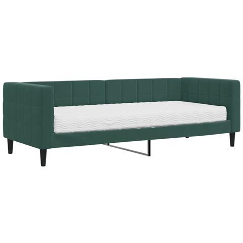 Divano Letto Con Materasso Verde Scuro 80x200 Cm In Velluto - Foto 1