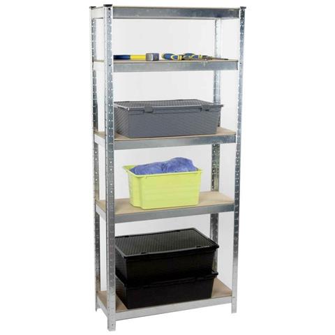 Scaffale 5 Ripiani Metallo E Legno 170x75cm Carichi Pesanti Scaffalatura Zincata - Foto 2