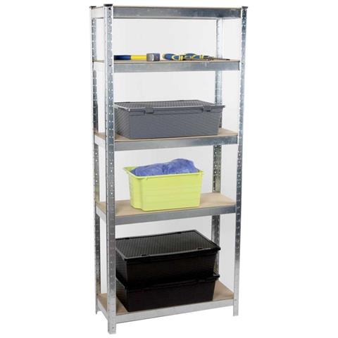 Scaffale 5 Ripiani Metallo E Legno 170x75cm Carichi Pesanti Scaffalatura Zincata - Foto 6