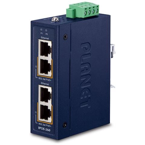 Industrial 2-port 10/100/1000T Gigabit Ethernet (10/100/1000) Supporto Power over Ethernet (PoE) Blu - Foto 1