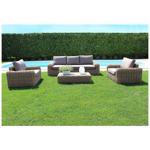 Salotto Da Esterno Giardino 5 Posti Con Struttura In Alluminio Rivestito In Wicker Intrecciato Con Cuscini Richard - Foto 1