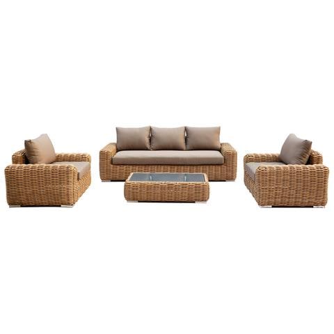 Salotto Da Esterno Giardino 5 Posti Con Struttura In Alluminio Rivestito In Wicker Intrecciato Con Cuscini Richard - Foto 2