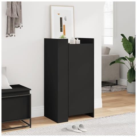 Scarpiera Nera 52x37,5x100 cm in Legno Multistrato - Foto 1