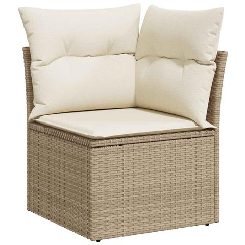 Set Divano Da Giardino 9 Pz Con Cuscini Beige In Polyrattan - Foto 10