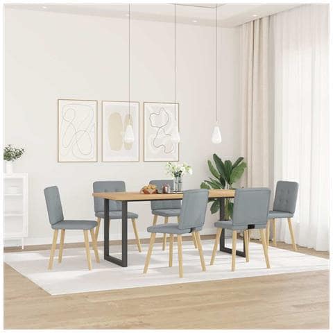 Sedie Da Pranzo 6 Pz Grigio Chiaro In Tessuto - Foto 2