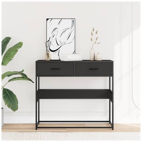 Tavolino Consolle Nero 90x35x80 Cm In Legno Multistrato - Foto 3