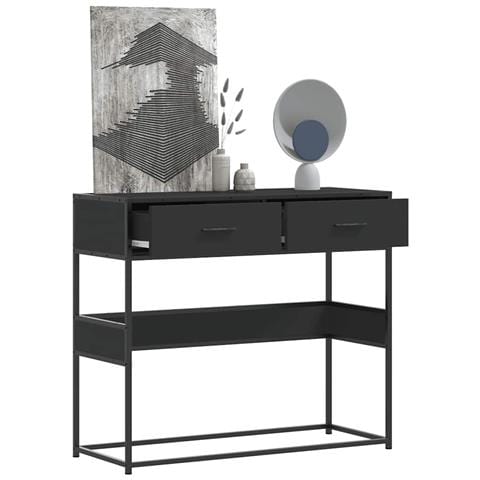 Tavolino Consolle Nero 90x35x80 Cm In Legno Multistrato - Foto 1