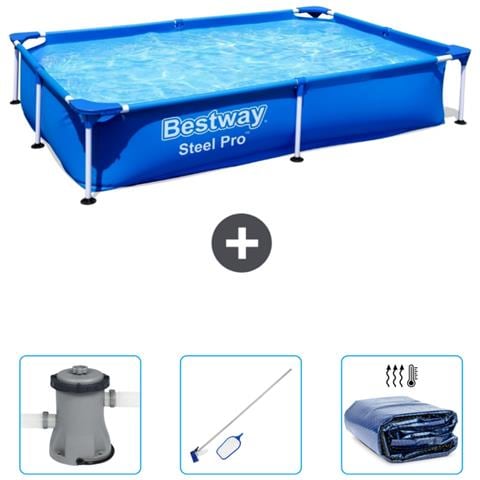 Piscina Fuori Terra - Rettangolo - 221x150x43 Cm - Blu - Include Accessori Coordinati Cb45 - Foto 1