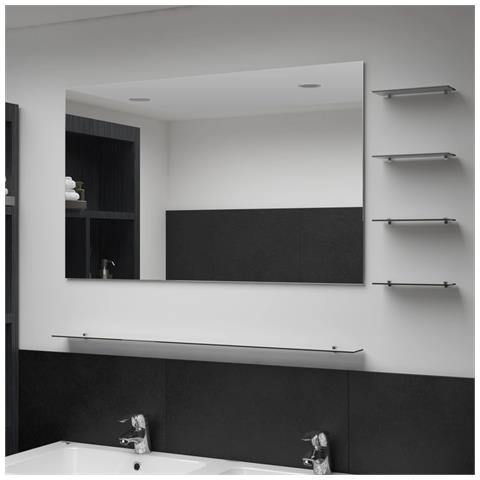 Specchio Da Parete Con 5 Mensole Argento 100x60 Cm - Foto 6