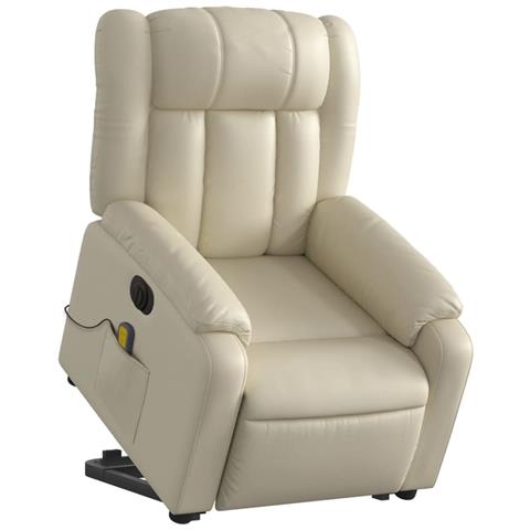 Poltrona Alzapersona Elettrica Reclinabile Crema In Similpelle - Foto 2