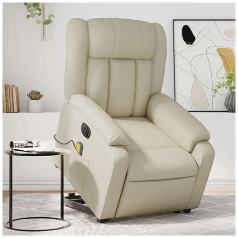 Poltrona Alzapersona Elettrica Reclinabile Crema In Similpelle - Foto 8