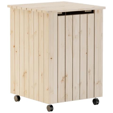Cesta Biancheria Con Ruote Rana 45x45x64 Cm Legno Massello Pino - Foto 1