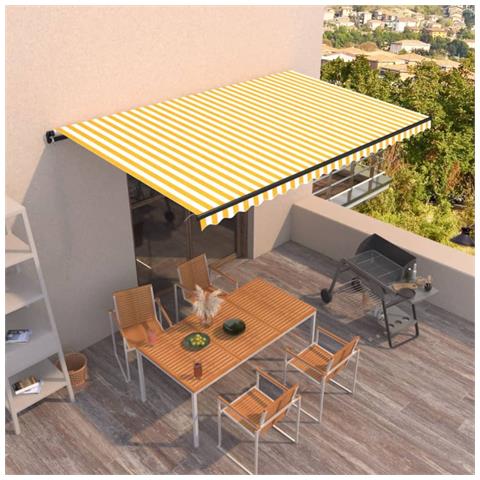 Lusso Casadino -  Tenda Da Sole Retrattile Manuale 500x300cm Giallo E Bianco - Foto 7