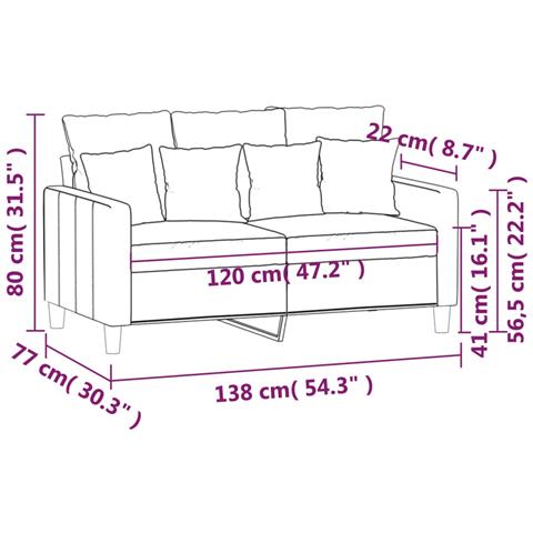 Divano a 2 Posti Rosa 120 cm in Velluto - Foto 8