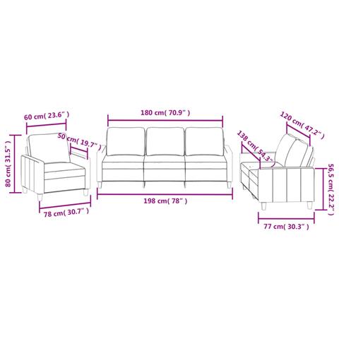 Set di Divani 3 pz con Cuscini cappuccino in Similpelle - Foto 8