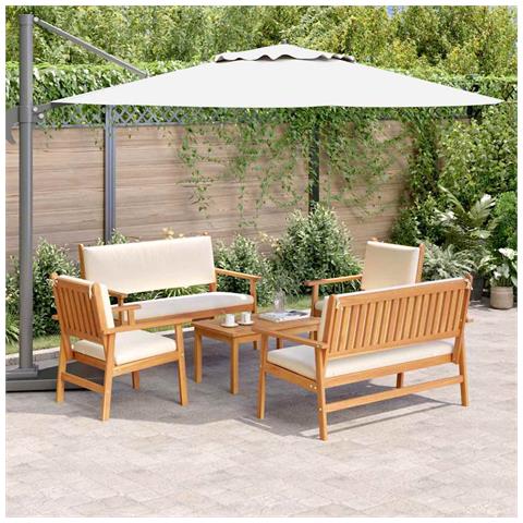 Set da giardino 5 pezzi  con cuscini in legno massello di acacia - Foto 2