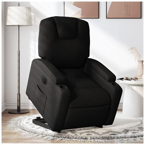 Poltrona Alzapersona Reclinabile Elettrica Nera in Tessuto - Foto 2