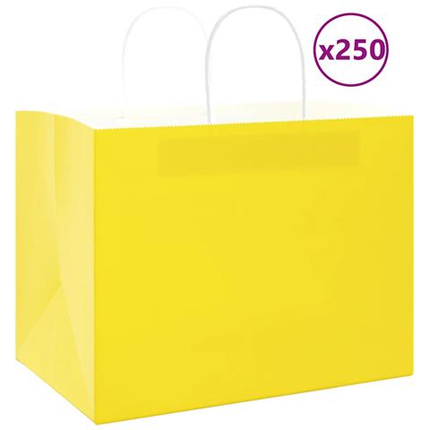 Sacchetti di Carta 250 pz con Manici Gialli 32x22x24 cm - Foto 1