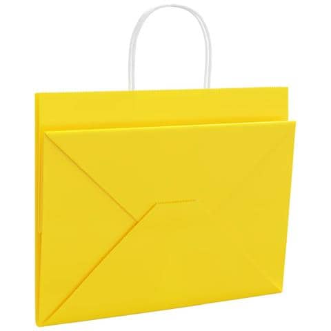 Sacchetti di Carta 250 pz con Manici Gialli 32x22x24 cm - Foto 9