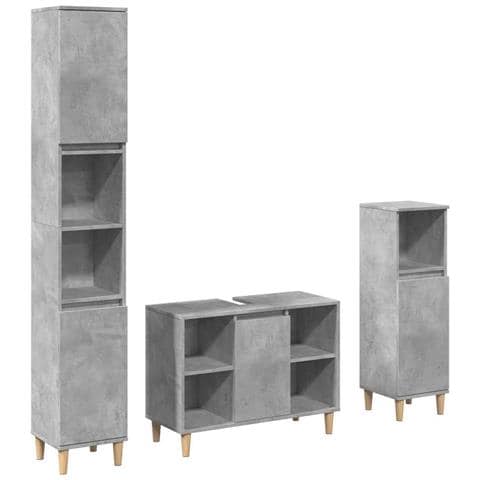 Set Mobili da Bagno 3 pz Grigio Cemento in Legno Multistrato - Foto 1