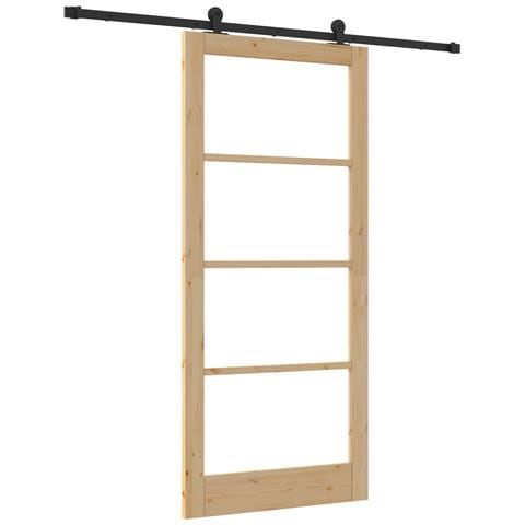Porta scorrevole  con set di hardware 'ORKDAL'in legno massello e vetro, Porta interna  con vetro 'ORKDAL'93x211x4 cm in legno massello di pino - Foto 1
