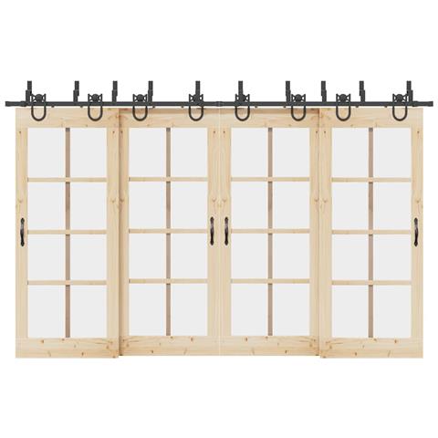 Kit di Binari per Porte Scorrevoli 366 cm Acciaio Nero - Foto 2