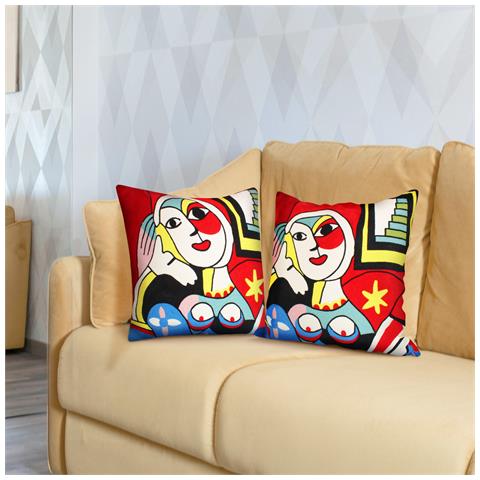 Set Di 2 Copricuscini 45x45 Cm Ricamo Art Eclipsa - Foto 5