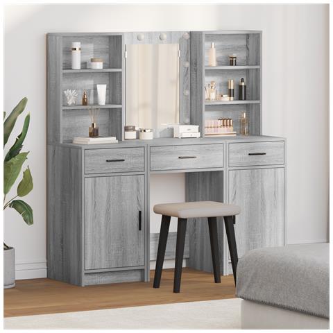 Set scrittoio a 3 pezzi Grigio in legno ingegnerizzato - Foto 2