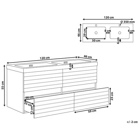 Mobiletto A Muro Con Doppio Lavabo Urucu 120 Cm Marrone Chiaro - Foto 7