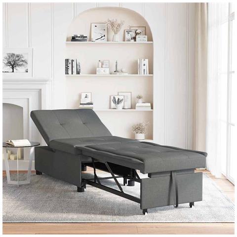 Divano letto Grigio scuro 194 x 67 x 37 cm Tessuto - Foto 2