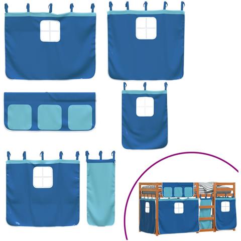 Letto a Castello senza Materasso Blu 90x190cm Massello Pino - Foto 9