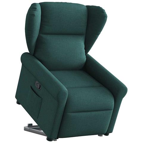 Poltrona Alzapersona Reclinabile Verde Scuro in Tessuto - Foto 1