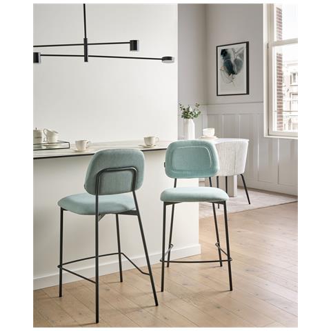 Set Di 2 Sedie Alte Duette Tessuto Azzurro - Foto 1