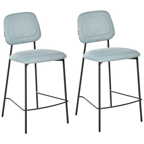 Set Di 2 Sedie Alte Duette Tessuto Azzurro - Foto 2