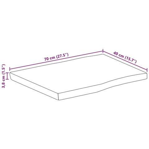 Piano per Tavolo 70x40x3,8cm Bordi Vivi in Legno Massello Mango - Foto 9