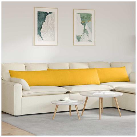 Cuscini da Divano 2 pcs Giallo Chiaro 200 x 40 cm - Foto 2