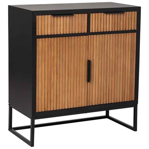 Credenza Con 2 Cassetti E 2 Ante In Legno E Metallo Nero 80x39,5x89 - Foto 1