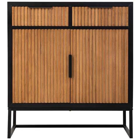 Credenza Con 2 Cassetti E 2 Ante In Legno E Metallo Nero 80x39,5x89 - Foto 2