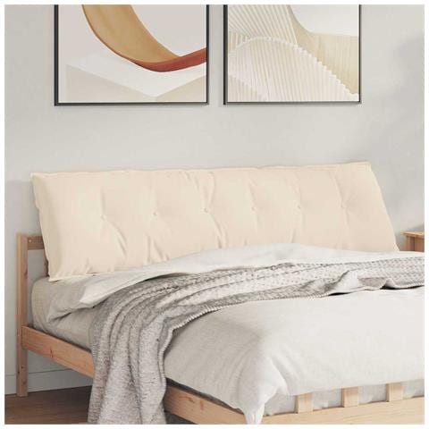 Cuscino per Schiena Beige 180 x 50 cm Tessuto in Microfibra - Foto 2