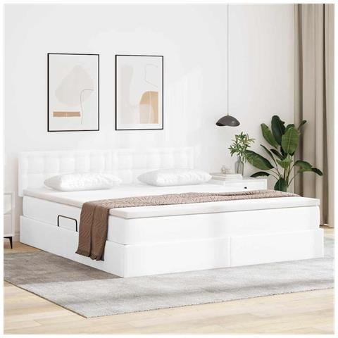 Letto con contenitore e materasso Bianco Puro 180 x 200 cm - Foto 2