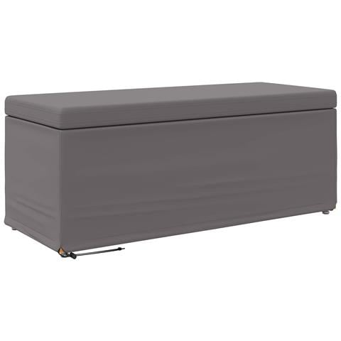 Pouf Grigio Pelle Sintetica e Legno Ingegnerizzato - Foto 1