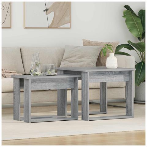 Set di Tavolini da Caffè 2 pcs Grigio Sonoma Legno multistrato - Foto 2