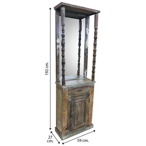 Mobile Da Ingresso Con Specchio In Legno Marrone 59x27x192h - Foto 4