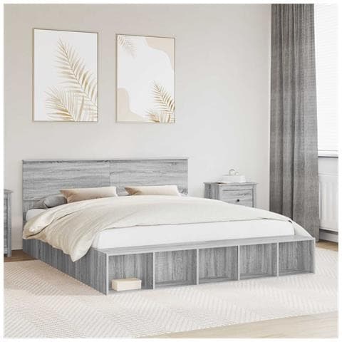 Struttura del letto con lo scaffale Grigio Sonoma 200 x 200 cm - Foto 2