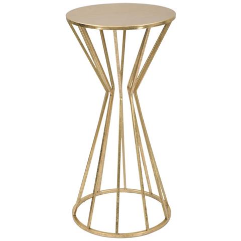 Tavolino Porta-oggetti Glam In Ferro Dorato Ø 38 X H 80 Cm - Foto 1